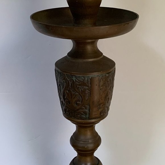 VTG 17" Tall Brass Candle Holder Bohemian Decor Boho - Picture 5 of 10